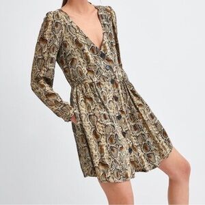 ZARA snakeskin python print long sleeve mini dress medium